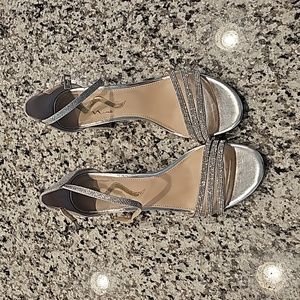 Rhinestone block heeled sandals